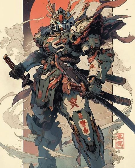 Samurai Gundam Gundam Tattoo Design, Mecha Wallpaper, Samurai Gundam, Gundam Vidar, Gundam Artwork, Gundam Mecha, Japanese Art Styles, Gundam Wallpapers, Mecha Anime