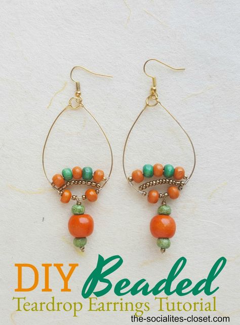 Handmade Modern Jewelry: Beaded Teardrop Earrings #jewelrymaking #diyjewelry #handmadejewelry Beaded Teardrop Earrings, Crystal Jewelry Diy, Jewelry Making Books, Pearl Earrings Handmade, Diy Jewelry Projects, Basic Jewelry, Jewelry Beaded, Earring Tutorial, Handmade Jewelry Designs