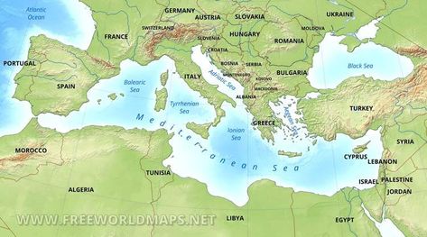 Mediterranean map Mediterranean Map, Wallpaper Mediterranean, Maps Wallpaper, Central America Map, Mediterranean Ocean, Greece Sea, Maps Aesthetic, Sea Map, Geographical Features