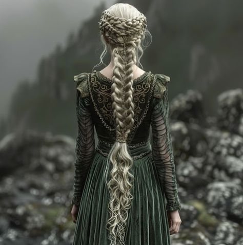 Targeryan Hair, House Of The Dragon Hairstyles, Targaryen Braids, Targaryen Hairstyles, Targaryen Hair, Medieval Aesthetic, Viking Hair, Targaryen Aesthetic, Fantasy Hair