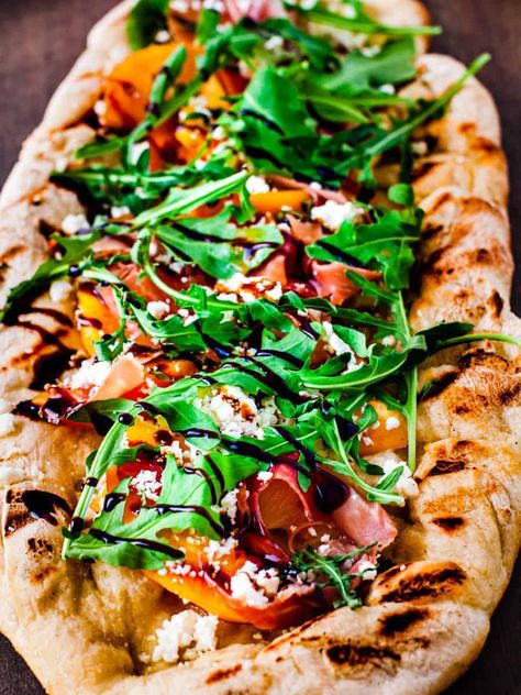 Pizza With Balsamic Glaze, Hawaiian Huli Huli Chicken, Pizza With Prosciutto, Peach Pizza, Huli Chicken, Arugula Pizza, Huli Huli, Huli Huli Chicken, Chicken Kebab Recipe