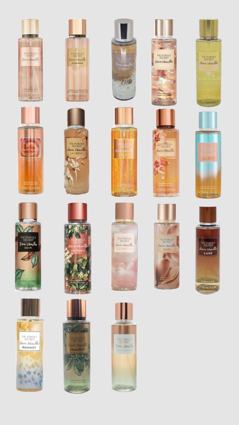 Victoria’s Secret. All bare vanilla body mist versions. #barevanilla #vs #victoriassecret #vanilla #vanillagirl #bodymist #vanillagirlaesthetic Vistoria Secret, Vanilla Body Mist, Victorias Secret Perfumes, Victoria Secret Vanilla, Bare Vanilla, Victoria Secret Body Mist, Victoria Secret Perfume, Body Mist, Glow Up?