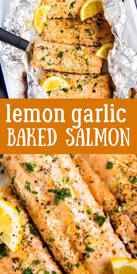 Garlic Baked Salmon, Lemon Garlic Butter Salmon, Lemon Salmon Recipes, Frozen Salmon Recipe, Salmon Recipes Oven, Garlic Baked, Salmon Recipes Pan Seared, Salmon Recipes Baked Healthy, Lemon Garlic Salmon