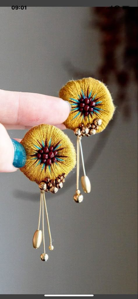 Embroidered Jewelry Diy, Embroidered Earrings Diy, Embroidered Earrings Handmade, Diy Embroidery Earrings, Bead Embroidered Earrings, Handmade Bohemian Multicolor Embroidery Jewelry, Embroided Earrings, Multicolor Embroidered Bohemian Earrings, Textile Earrings