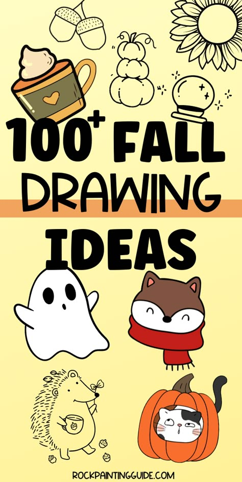 Ideas For Simple Drawings, Doodles For October, Something Fun To Draw, Cute Drawing Background Ideas, Image Drawing, Fall Items Drawing, How To Find Your Drawing Style Cartoon, Bold Drawings Ideas, Cool Journal Ideas Creative