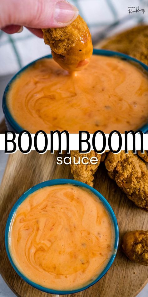 Boom boom sauce is a fantastic dipping sauce with a sweet and tangy flavor and a little bit of spiciness that is addictive! Homemade Boom Boom Sauce, Bam Bam Sauce Recipe, Chicken Skewer Dipping Sauce, Kens Boom Boom Sauce Recipe, Boom Boom Chicken Recipes, Cheese Stick Dipping Sauce, Bam Bam Sauce, Sweet And Tangy Sauce, Cowboy Dipping Sauce