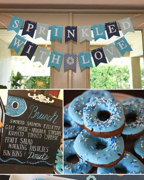 Unique Boy Baby Shower Themes, Baby Boy Shower Themes Unique, Baby Shower Brunch Food, Popular Baby Shower Themes, Boy Baby Shower Food, Boy Shower Themes, Baby Boy Sprinkle, Baby Boy Themes, Sprinkle Shower