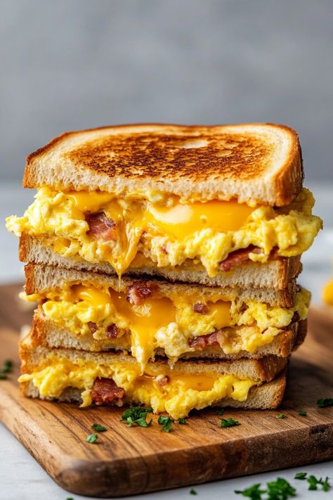 Breakfast Grilled Cheese, Crispy Parmesan Potatoes, Cheese Course, Eggs And Bacon, Ultimate Breakfast, Perfect Morning, Breakfast Toast, Bacon Grease, Gooey Cheese