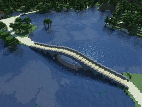 A Simple, Elegant Bridge Villa Minecraft, Minecraft Bridge, Construction Minecraft, Modern Minecraft Houses, Minecraft Building Guide, Case Minecraft, Rumah Minecraft Sederhana, Minecraft World, Minecraft Structures