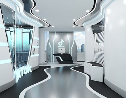 Futuristic Office Room, Scifi Office Design, Tiktok Office, Office Futuristic, Company Lobby, Futuristic Office Interior, Sci Fi Office, Futuristic Meeting Room, Scifi Meeting Room