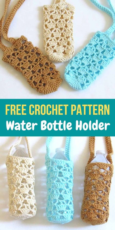 Crochet Water Bottle Holder Pattern, Water Bottle Holder Pattern, Crocheted Purses, Crochet Water Bottle, Crochet Water Bottle Holder, Bottle Cozies, Bracelets Easy, Debbie Macomber, Crochet Geek