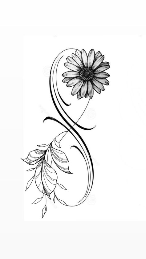 Floral Infinity Tattoo Designs, Sunflower And Infinity Tattoo, Infinity Birth Flower Tattoo, Infinity Sister Tattoo, Infinity Tattoo With Flowers, Butterfly Tattoos Images, Infinity Symbol Tattoo, Coordinates Tattoo, Lily Flower Tattoos