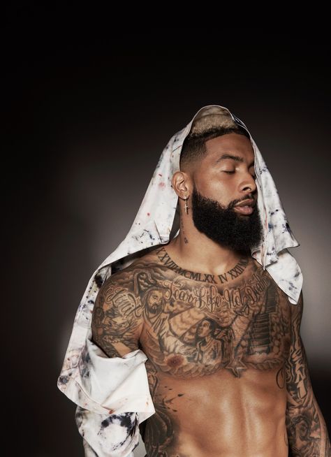 Odell Beckham Jr. on Being Traded by the Giants, The Catch, and His Signature Hair | GQ Odell Beckham Jr Tattoos, Odell Beckham Jr Haircut, Odell Beckham Jr Wallpapers, Gq Usa, Full Chest Tattoos, Tattoo Inspiration Men, Odell Beckham, Chest Piece Tattoos, Chest Tattoo Men