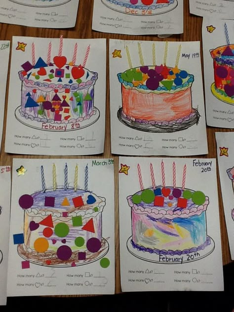 Our Birthday Cakes - Math Bulletin Board (all about me)! Birthday Themed Activities Eyfs, Birthday Theme Eyfs, Birthdays Eyfs Activities, Birthday Eyfs Activities, Birthdays Eyfs, Birthday Topic Eyfs, Birthday Activities Eyfs, Birthday Lesson Plans Preschool, Birthday Math Activities Preschool