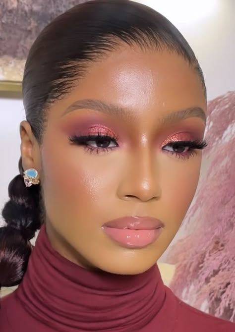 Slicked Back Hairstyles, Maquillage Yeux Cut Crease, Natural Glam Makeup, Makeup For Black Skin, Brown Skin Makeup, Soft Glam Makeup, Glam Makeup Look, Dope Makeup, Glamour Makeup