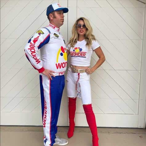 Talladega Nights Wife Costume, Ricky Bobby And Cal Couple Costume, Carley And Ricky Bobby Costume, Ricky Bobby Costume Women, Ricky Bobby Halloween Costume, Ricky And Carly Bobby Costume, Ricky Bobby Birthday Party, Couples Costume 2023, Carley Bobby Costume