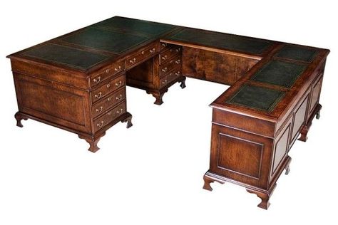 U Shaped Office Desk, U Shaped Desk, Desk Decor Office, Classic Office, Antique Desk, Fantastic Furniture, French Country House, Office Furniture Desk, A Desk