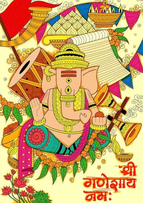 Ganapati Background, Ganesha Drawing, Ganesh Art Paintings, Bengali Art, Doodle Background, Abstract Painting Techniques, Ganesh Art, Animal Portraits Art, Madhubani Art