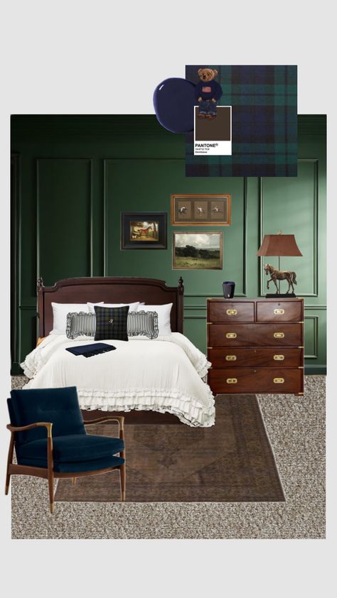 Ralph Lauren bedroom 🧸 Cabin Bedroom Aesthetic, Ralph Lauren Living Room, Ralph Lauren Interior Design, Ralph Lauren Bedroom, Traditional Bedroom Design, Cabin Bedroom, Baby Boy Room Nursery, Bedroom Decor Cozy, Apartment Aesthetic