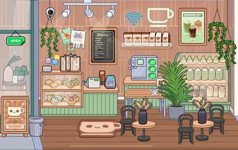 Toca Boca House Ideas Local Shop, Cafe In Toca Boca, Toca Life Cafe Ideas, Toca Boca Café Ideas, Toca World Local Shop Ideas, Toca Boca Local Shop Ideas Aesthetic, Local Shop Toca Boca, Toca Boca Coffee Shop Ideas, Local Shop Toca Boca Ideas