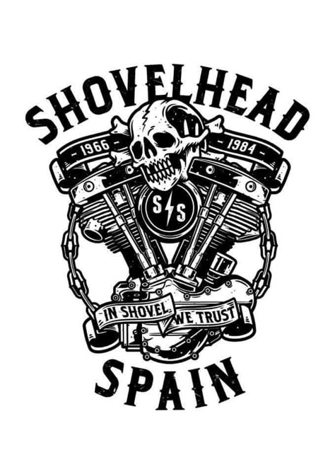 ShovelHead Spain Shovelhead Tattoo, Engine Tattoo, Mc Logo, Harley Davidson Engines, Biker Logo, Harley Logo, Motor Art, Motorcycle Artwork, Motorcycle Tattoos