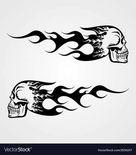 Flame Skull Tattoo, Flaming Skull Tattoo, Harley Davidson Decals, Harley Davidson Images, Skull Stencil, Flaming Skull, Motorcycle Paint Jobs, Biker Tattoos, Car Sticker Design