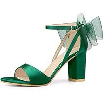 Mesh Bows, Chunky Heel Sandals, Green Heels, Bridal Heels, Womens Chunky Heels, Chunky Sandals, Bow Heels, Block Heel Sandals, Bow Shoes