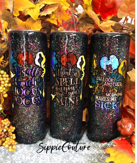 Hocus Pocus Glitter Tumbler, Hocus Pocus Tumbler Ideas, Hocus Pocus Cup, Hocus Pocus Tumbler, Mandeville Louisiana, Ring Display Case, Hocus Pocus Movie, Tumblr Cup, Cups Ideas