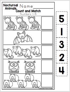 Nocturnal Activities Preschool, Woodland Animals Preschool, Nocturnal Animals Preschool, Math Worksheets For Preschoolers, Nocturnal Animals Activities, Hibernation Preschool Activities, Forest Animals Preschool, Homeschool Themes, Tk Ideas