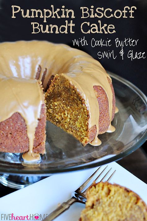 Pumpkin Biscoff Bundt Cake with Cookie Butter Swirl and Glaze  |  {Five Heart Home} Pumpkin Biscoff, Homemade Pumpkin Spice Mix, Pumpkin Spice Cream, Pumpkin Bundt, Baking Lessons, Autumn Baking, Swiss Rolls, Pumpkin Bundt Cake, Pumpkin Pie Mix