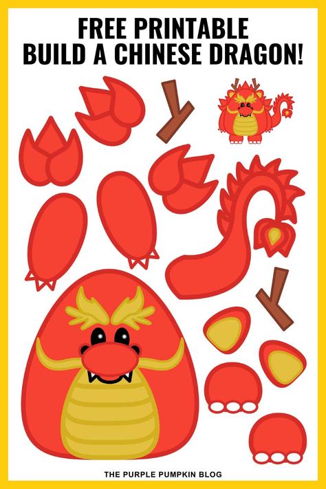 Chinese New Year Dragon Craft Preschool, Chinese Dragon Printable, Free Chinese New Year Printables, Lunar New Year Printable, Year Of The Dragon Crafts For Kids, Chinese New Year Crafts For Kids Free Printable, Chinese New Year Art For Kids, Chinese New Year Colouring, Chinese New Year Dragon Craft