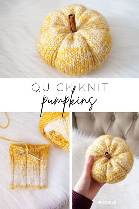 Knit A Pumpkin On Straight Needles, Knitting Pumpkins Free Pattern, Knitting Loom Pumpkins, Knitted Fall Decorations, Knot Pumpkin Pattern, Fall Decor Knitting Patterns, Knit Christmas Patterns Free, Easy Knit Pumpkin Pattern, Diy Knitted Pumpkin