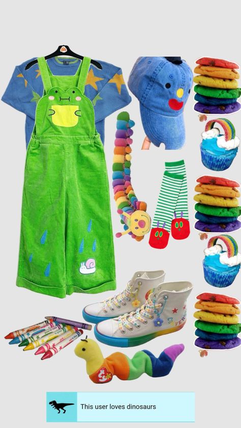 #kidcore #kidcoreoutfit Decora Outfits, Kid Core Outfits, Kidcore Clothes, Kidcore Outfit, Indie Outfit Inspo, Kid Core Aesthetic, Silly Clothes, Clown Clothes, Clothing Design Sketches