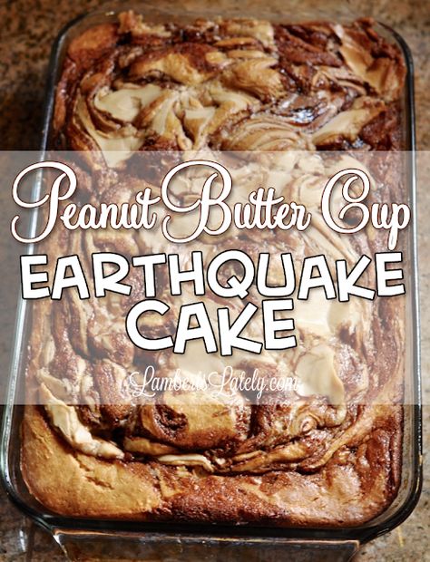 Peanut Butter Cup Earthquake Cake - Lamberts Lately Earthquake Cake Recipes, Earthquake Cake, Dessert Oreo, Cake Ball, Chocolate And Peanut Butter, Peanut Butter Desserts, Peanut Butter Frosting, Butter Frosting, Peanut Butter Cup