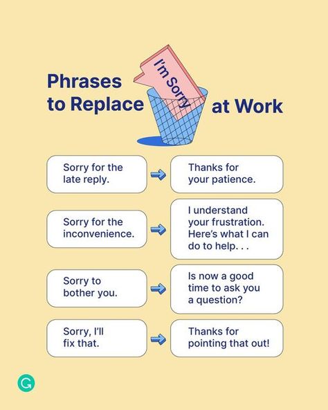 Stop Apologizing At Work, You Are Replaceable At Work, Phrases To Use At Work, Professional Phrases, Workplace Encouragement, Gossip At Work, Nursing Director, Email English, Ways To Say Sorry