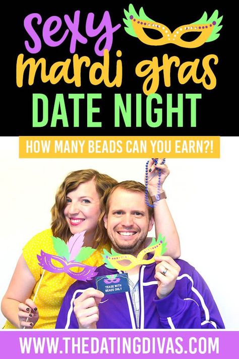 An easy and sexy Mardi Gras date night is just my style! #MardiGrasDate #MardiGrasIdeas Peep Ideas, Mardi Gras Date, Date Night Ideas For Married Couples, Candy Quotes, Romance Tips, Young Women Activities, Couple Stuff, Bedroom Game, Mommy Time