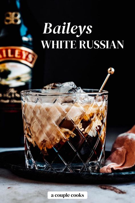 What's better than a White Russian? This Baileys White Russian recipe! Adding Irish cream to this simple cocktail steps it up. | alcoholic drinks | drinks | cocktails | vodka cocktails | coffee liqueur cocktails | kahlua drinks | baileys recipes drinks | #baileys #whiterussian #baileyswhiterussian #baileysirishcream Baileys White Russian Recipe, White Russian Recipe Baileys, Irish Cream Cocktails, Baileys Irish Cream Cocktails, Irish Cream Drinks, Baileys Irish Cream Coffee, White Russian Recipe, Baileys Drinks, Baileys Cocktails