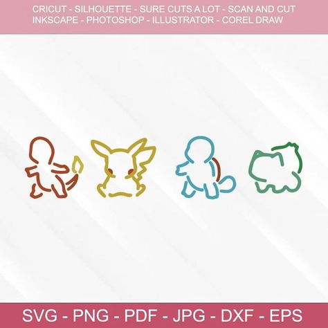 Pokemon Outline SVG Vector Cut File for Cricut, Silhouette, Svg Pokemon Outline, Pokemon Stencils, Pokemon Room, Pokemon Project, Pokemon Shirts, Pikachu Art, Sticker Machine, Pokemon Tattoo, Laser Engraved Ideas