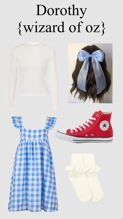 Modern Dorothy Costume Diy, Iconic Pop Culture Costumes, Cut Halloween Costumes, Cute Simple Costumes, Diy Dorothy Costume For Women, Dorthy Costume Ideas, Solo Halloween Costumes Women Easy, Hallowing Costumes, 90s Inspired Halloween Costumes