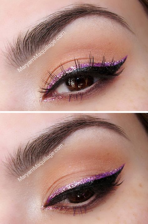 Eyeliner Glitter, Sweet Makeup, Eyeliner Designs, Eyeliner Color, Glitter Liner, Valentines Day Makeup, Wedding Day Makeup, Glitter Eye Makeup, Glitter Eyeliner