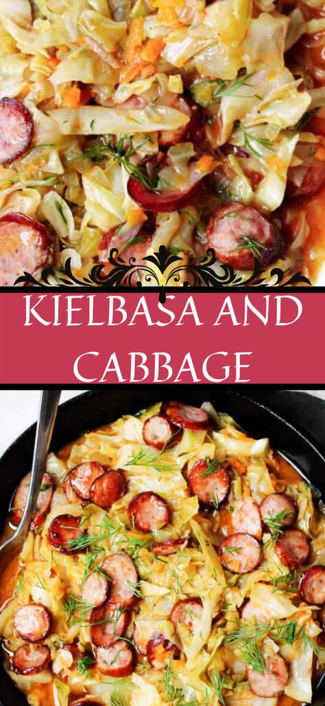 Keilbasa And Cabbage, Kielbasa Cabbage, Cabbage Skillet, Kielbasa And Cabbage, Kielbasa Recipes, Skillet Dishes, Monthly Planning, Healthy Weeknight Dinners, Cabbages