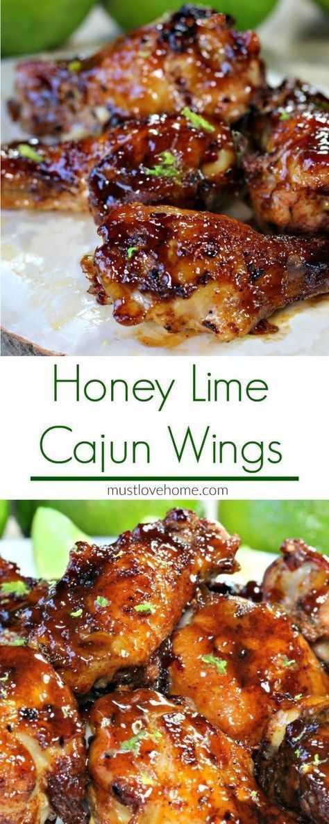 Cajun Wings, Lime Chicken Wings, Honey Lime Chicken, Ayam Bakar, Wings Recipe, Honey Lime, Think Food, Lime Chicken, Cajun Recipes