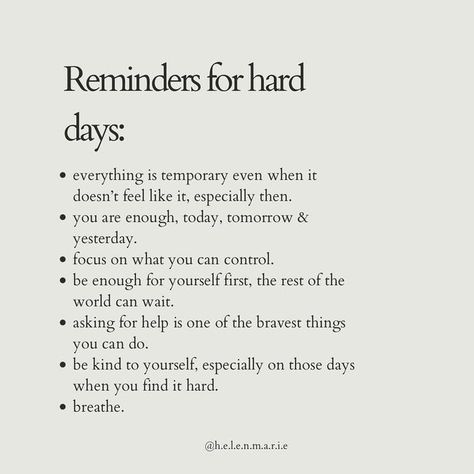 helen marie | therapist PGDip MPH BSc (Hons) on Instagram: "Sharing these for anyone who might need them 🤍 What else would you add? 🤍 #itsokaynottobeokay #youarenotalone #youmatter #mentalhealth #lookafteryourself #emotionalwellness #emotionalwellbeing #emotionalhealing #healing #selfhelptips #selfhelptools #healingjourney #selfhealing #healthandwellness #selfcareaccount #selfcaredaily #selfcompassion #selfcompassionjourney #selflovejourney #selfawareness #growth #selfdevelopment #lifestyle #w Everything Is Temporary, Healing Words, Feel Good Quotes, Emotional Wellbeing, Self Compassion, Affirmation Cards, Ask For Help, Healing Quotes, Healing Journey