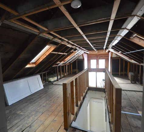 Bungalow Remodel: Creating a Second Floor from Unfinished Attic Space Bungalow Attic, Bungalow Remodel, Remodel Stairs, Unfinished Attic, Attic Wardrobe, Attic Renovation Ideas, Attic Bedroom Designs, Finished Attic, Attic Playroom