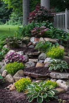 Large Rockery Garden Ideas, Small Stones Garden Ideas, Small Rustic Garden Ideas, Corner Rockery Garden Ideas, Stumpery Garden Ideas, Rockery Garden Ideas, Corner Landscaping Ideas, Small Courtyard Garden, Courtyard Garden Design