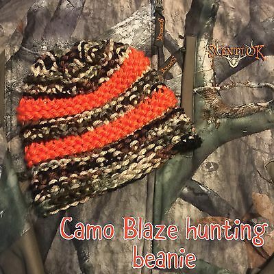 SUPER Soft/Cozy Camo BLAZE ORANGE HAND KNIT HUNTING FALL WINTER HAT TOBOGGAN | eBay Orange Beanie, Hunting Hat, Womens Camo, Super Bulky Yarn, Knitting Supplies, Winter Hats Beanie, Bulky Yarn, Winter Beanie, Knit Stitch