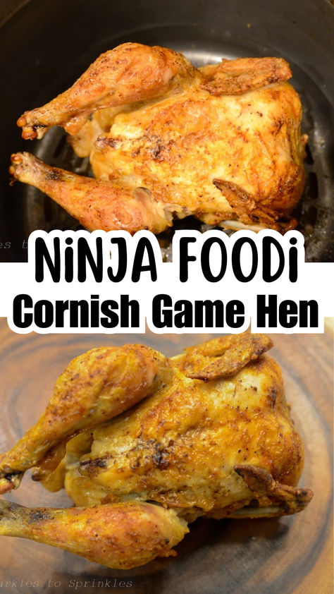 Cooking Cornish game hen in your Ninja Foodi is about as easy as it gets, and the results are simply unbeatable. This Ninja Foodi Cornish Game Hen recipe combines pressure cooking for succulent, tender meat with air frying to achieve that perfectly crispy, golden skin. Cornish Game Hen Recipes Air Fryer, Ninja Crispy Recipes, Hen Recipes, Game Hen Recipes, Cornish Game Hen Recipes, Cornish Hen Recipe, Cornish Hen, Cornish Game Hen, Golden Skin