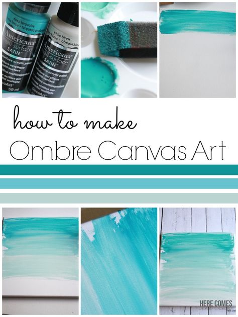 How To Ombre Paint Canvases, Ombre Canvas Painting Diy, How To Paint Ombre, Ombre Art Canvas, Ombre Canvas Painting, Laur Diy, My Diy, Wal Art, Diy Ombre