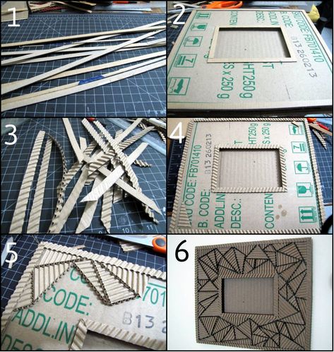 Cardboard Picture Frames, Cardboard Photo Frame, Photo Frame Crafts, Cardboard Recycling, Cardboard Design, Cardboard Crafts Diy, Love Collage, Cardboard Frame, Cardboard Sculpture