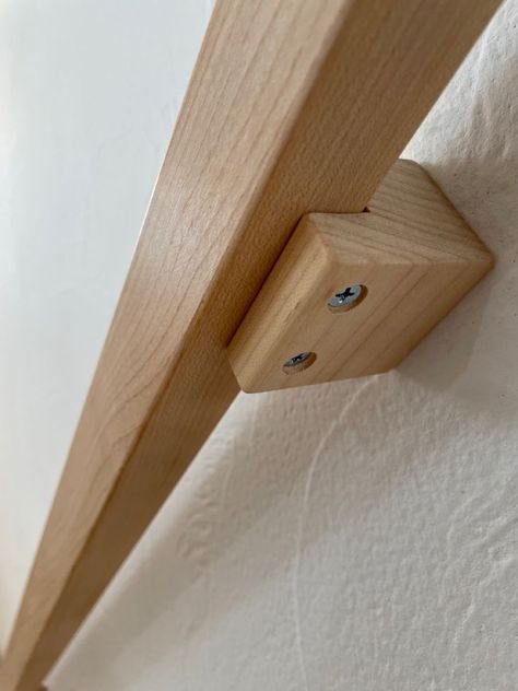 Oak Handrails For Stairs, Stairs Handle, Wood Stair Treads, Wall Mounted Handrail, House Tweaking, Oak Handrail, 90s Home, Stairs Design Interior, Stairs Makeover